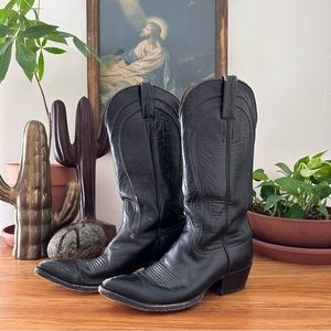 *SOLD* Vintage Women's Western Lucchese Black Cowboy Boots 7.5 B